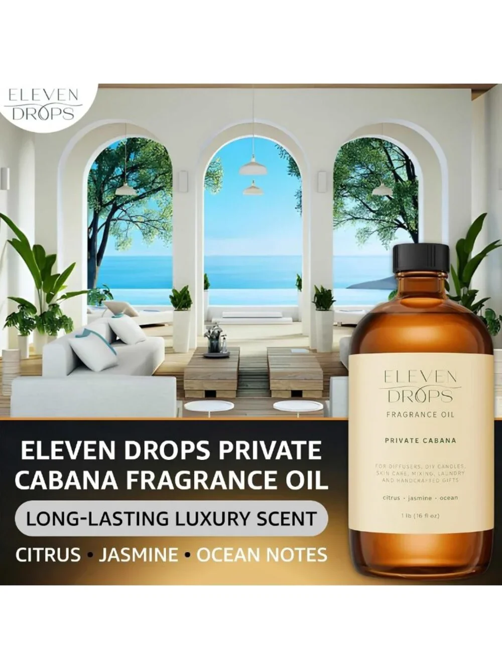 Citrus & Ocean Notes Diffuser Oil - 16 oz Aromatherapy for Home & Spa